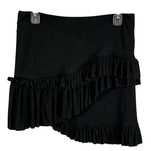 Altuzarra Womens 38/ Large Black Ruffled Asymmetrical Soft Skirt Made In France - Picture 7 of 14